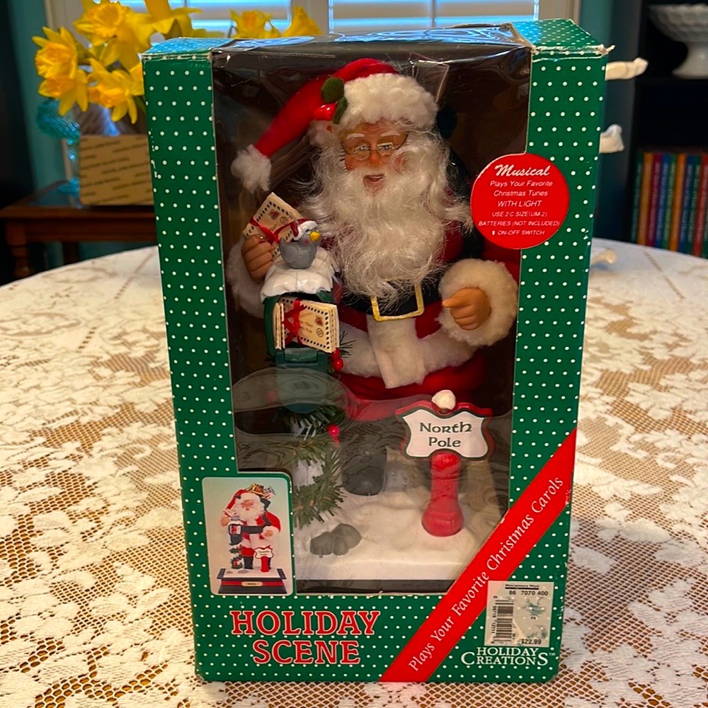 Vintage Holiday Creations Santa North Pole Musical Light Up Christmas